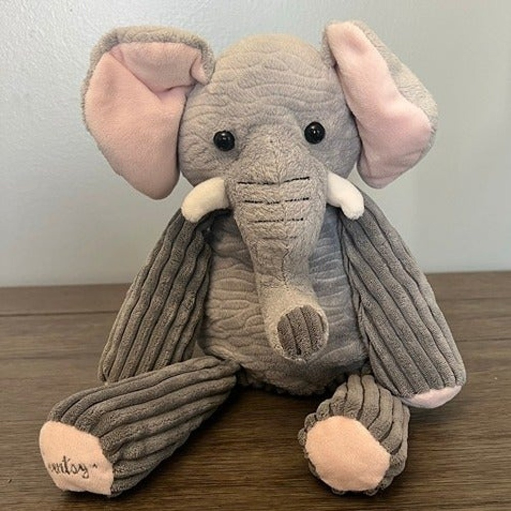 Scentsy Buddy Eddie the Elephant Grey Pink Corduroy Ribbed Plush Stuffed Animal